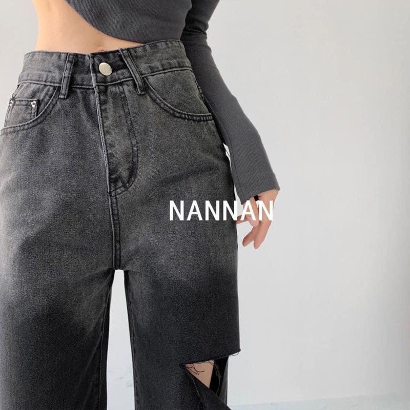 QUẦN BAGGY LOANG OMBRE XÁM ĐEN RÁCH CẢ TRƯỚC CẢ SAU RÁCH GỐI RÁCH ĐÙI