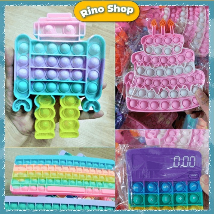 Đồ Chơi Pop It Cho Bé Hình Bàn Phím, Máy Tính, Bánh Sinh Nhật, Robot (size trung)