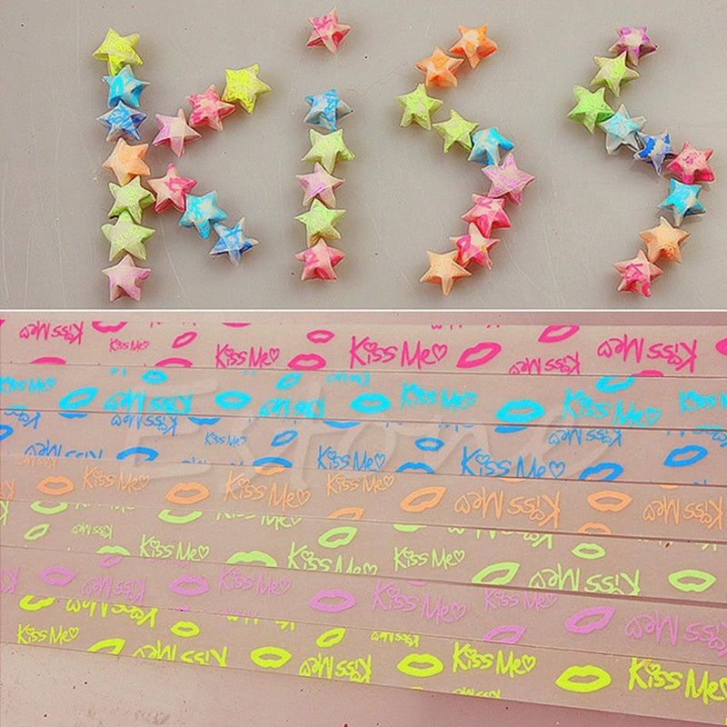 Bộ 30 giấy xếp sao may mắn origami màu dạ quang