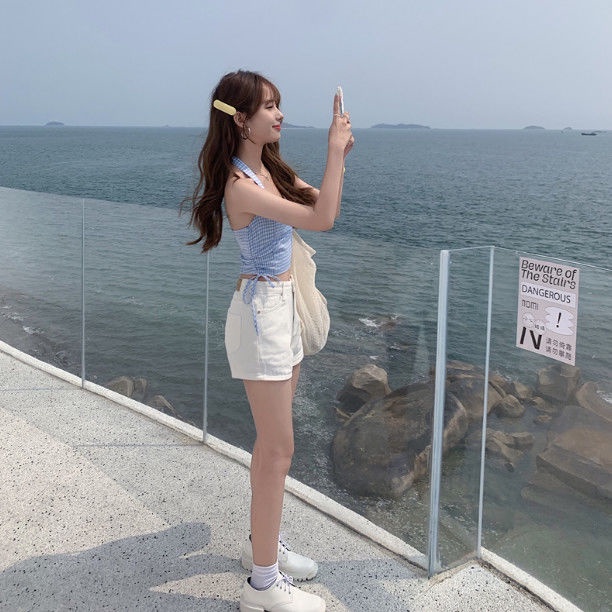 COZOK Áo Tank Top Hai Dây Rút Phong Cách Vintage