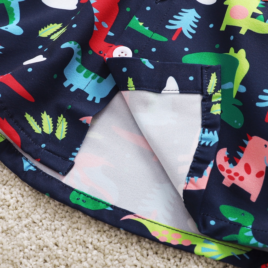 Bộ đồ 2 món Mikrdoo gồm áo sơ mi ngắn tay + quần short thời trang dự tiệc mùa hè cho bé trai