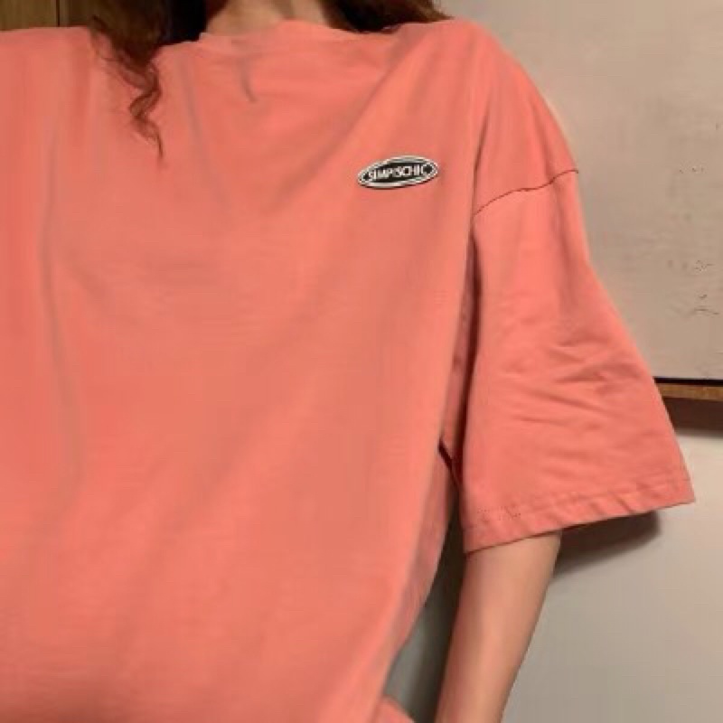 Áo thun cotton tay lỡ dáng rộng - logo