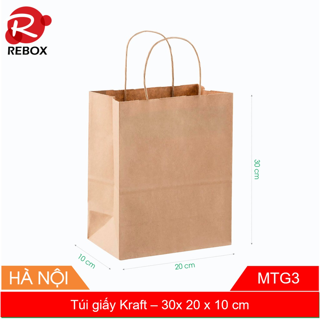 30x20x10 túi giấy Kraft - 100 túi giấy có quai tiện dụng giá ưu đãi