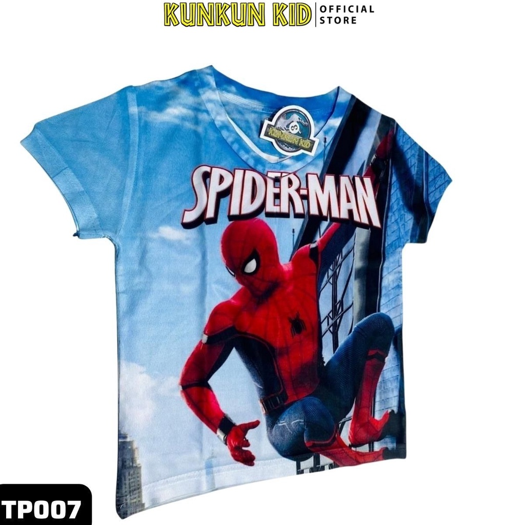 Đồ bộ bé trai thun lạnh in hình người nhện Spiderman Kunkun Kid TP007, quần áo trẻ em size đại từ 10kg-40kg