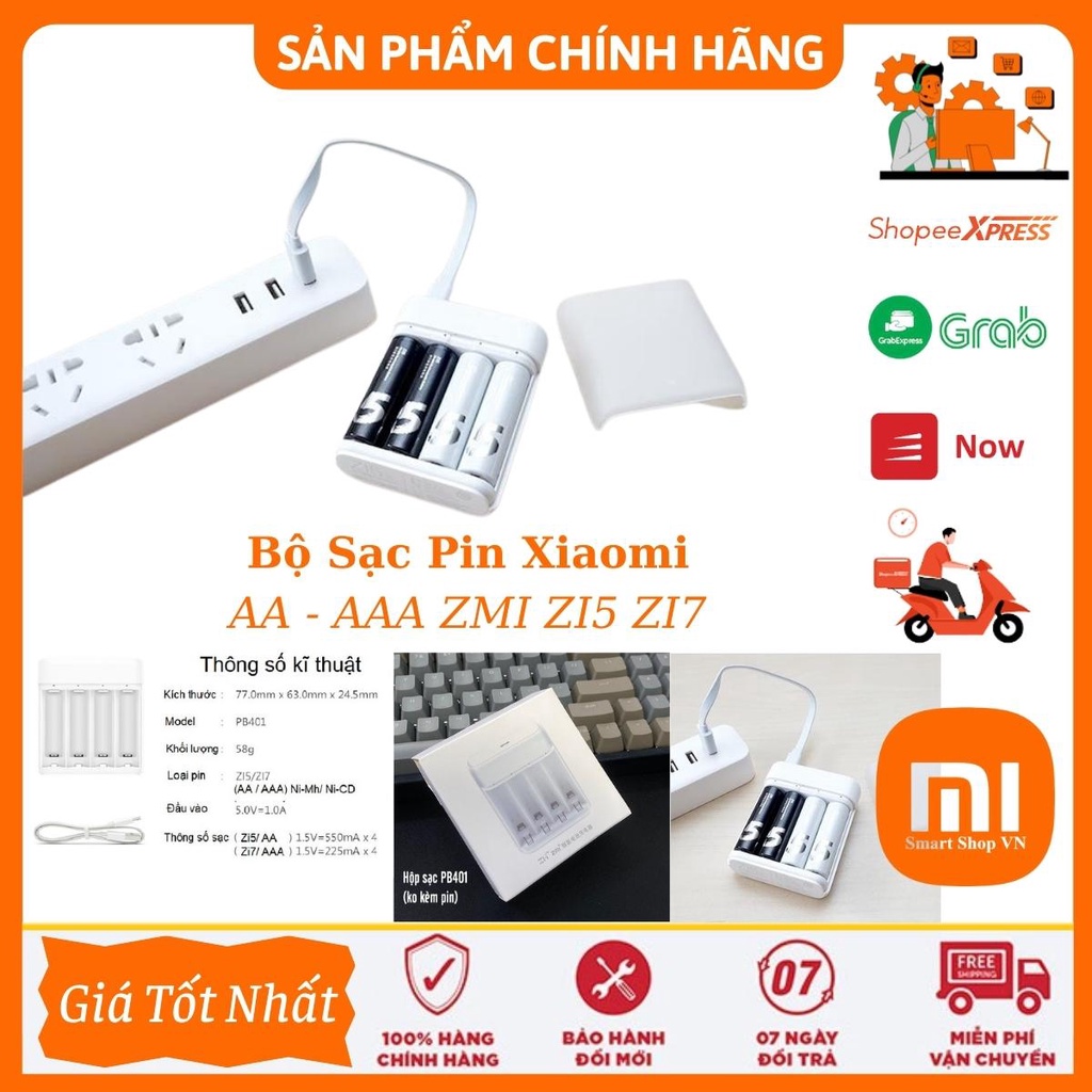 Bộ sạc pin AA - AAA ZMI ZI5 ZI7 Xiaomi - Hàng Chính Hãng