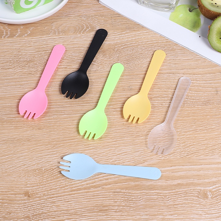 Muỗng kiêm nĩa nhỏ 11.3cm bằng nhựa dùng nhân dịp sinh nhật, ăn tiệc, dã ngoại - 10238
