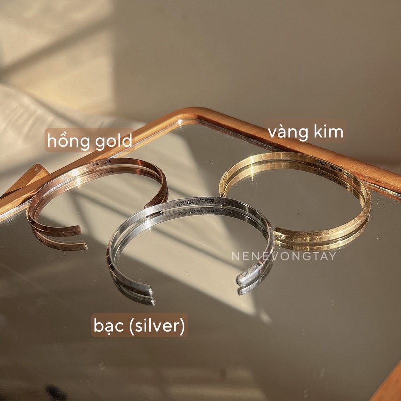 [CÓ SẴN] Vòng tay đôi CUFF ko rỉ unisex khắc tên theo yêu cầu