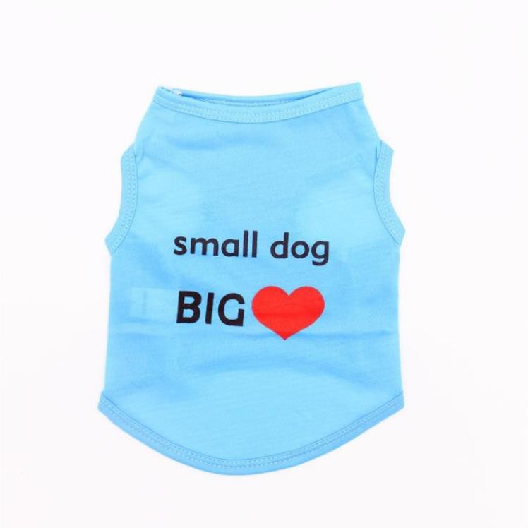 HN Áo thun chó mèo hình tim loại áo Thu đông không tay Small Dog Big love