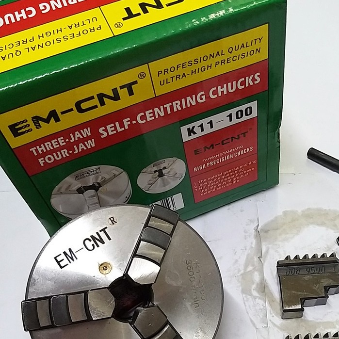 Mâm cặp 3 chấu máy tiện K11-100mm EM-CNT Hàng Chuẩn Đài Loan