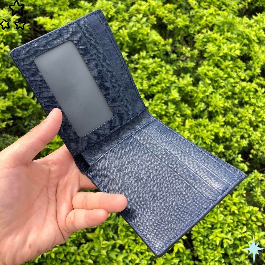 Ví Ngang Nam Mini Da Bò Thật Kiểu Dáng Trẻ Trung Độc Đáo, Bóp Đựng Cosmos Tiền Thẻ Saffiano - Leli_store