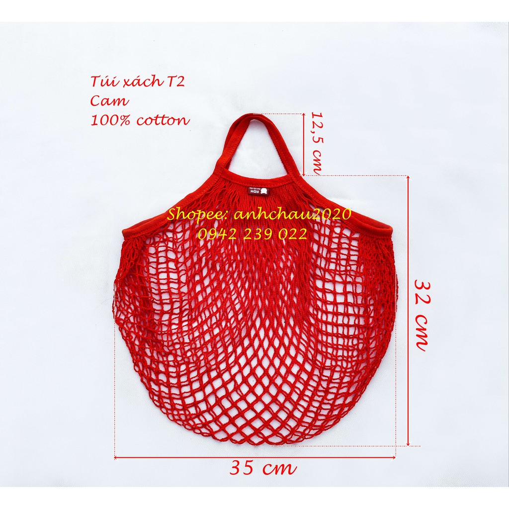 Túi đi chợ vải lưới tiện dụng - Quai xách 32*35*12,5 cm