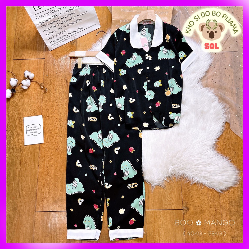 Đồ Bộ Pijama Lụa Mango Cao Cấp,Tay Ngắn Quần Dài,Form 40-60kg