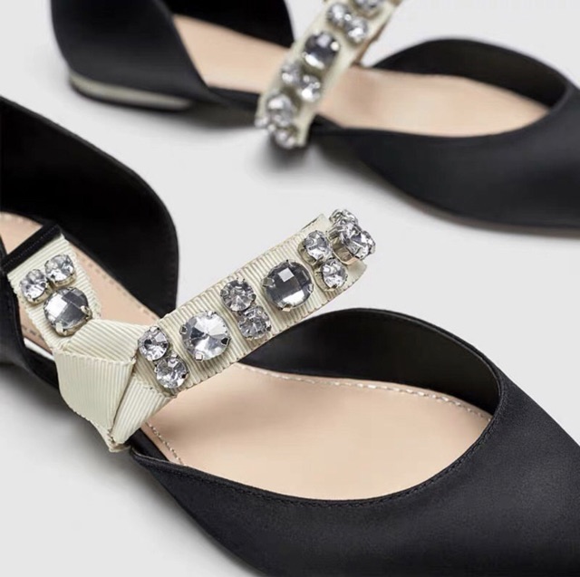 GIÀY BỆT ZARA QUAI NGANG ĐÍNH ĐÁ