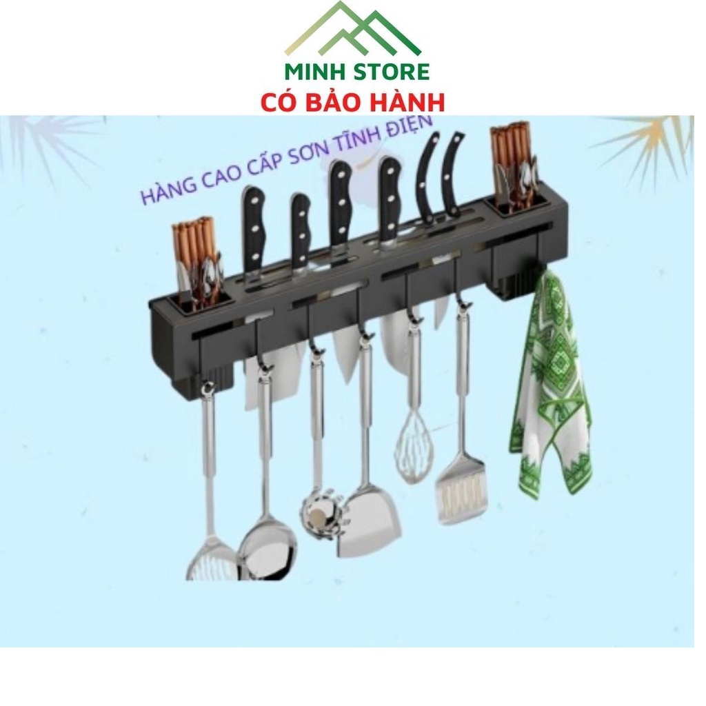 Giá treo dao kéo INOX Để Đồ Nhà Bếp Đa Năng Có ống Đựng Đũa và móc treo Muôi Thìa Bằng Thép Không Rỉ.