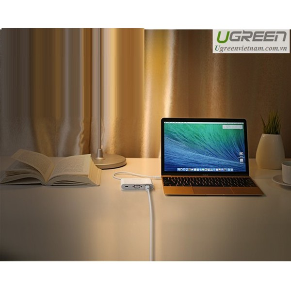 Cáp chuyển đổi USB Type-C to VGA + Hub USB 2.0 &amp; USB 3.0 hỗ trợ Lan 10/100Mbps chính hãng Ugreen 30439 cao cấp