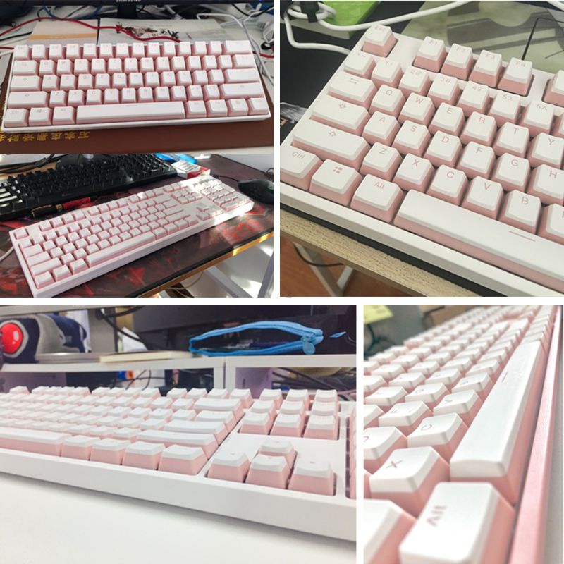 Bộ 108 Phím ANSI PBT Màu Hồng Sữa Chất Lượng Cao