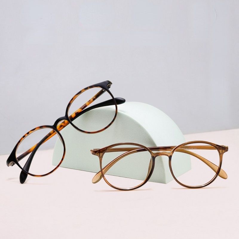 Mắt Kính Gọng Tròn Siêu Nhẹ TR90 Chống Ánh Sáng Xanh Dương / Nâu Phong Cách Retro