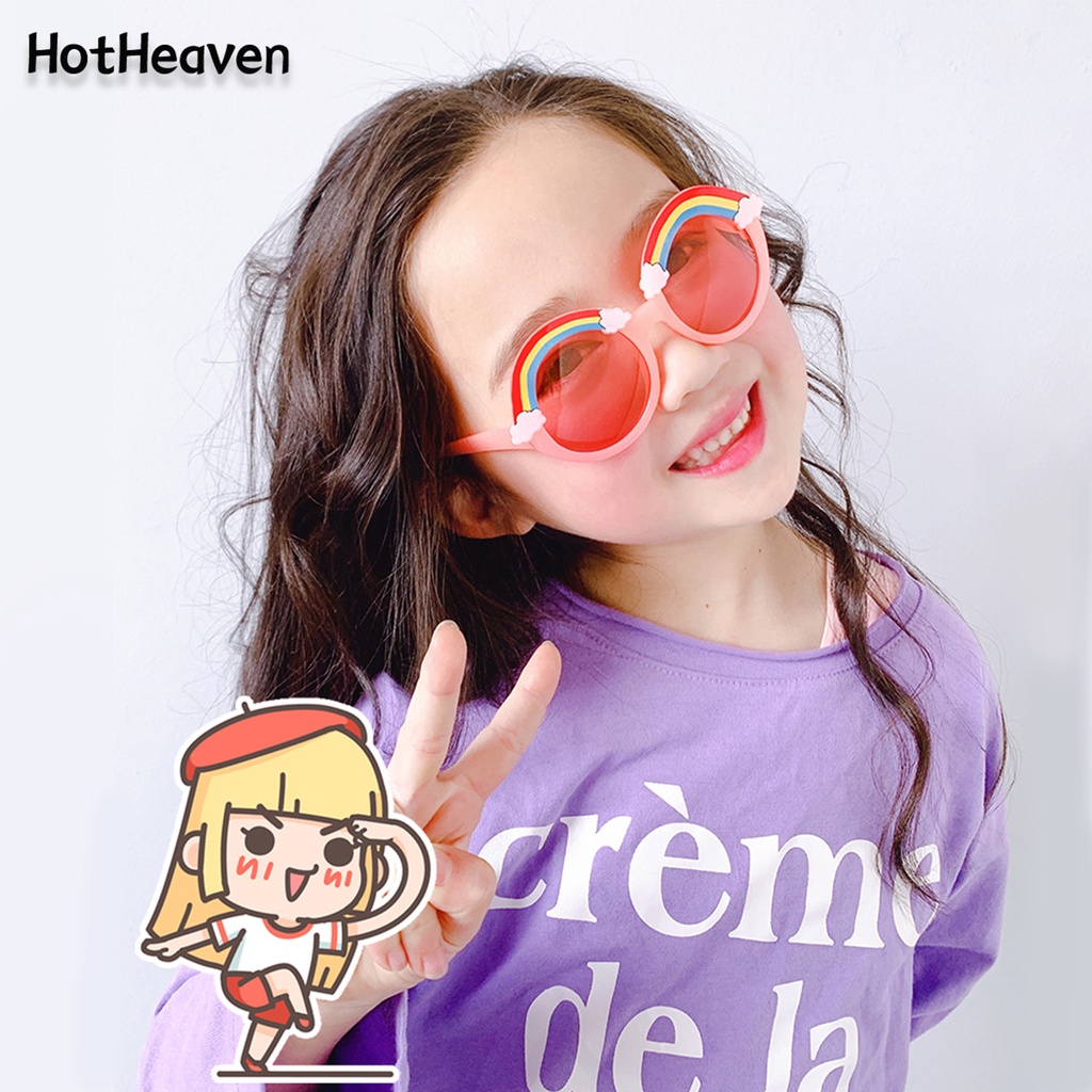 Kính Râm Tròng Tròn 4 Kiểu Màu Cầu Vồng Dễ Thương Chống Tia UV400 Cho Bé