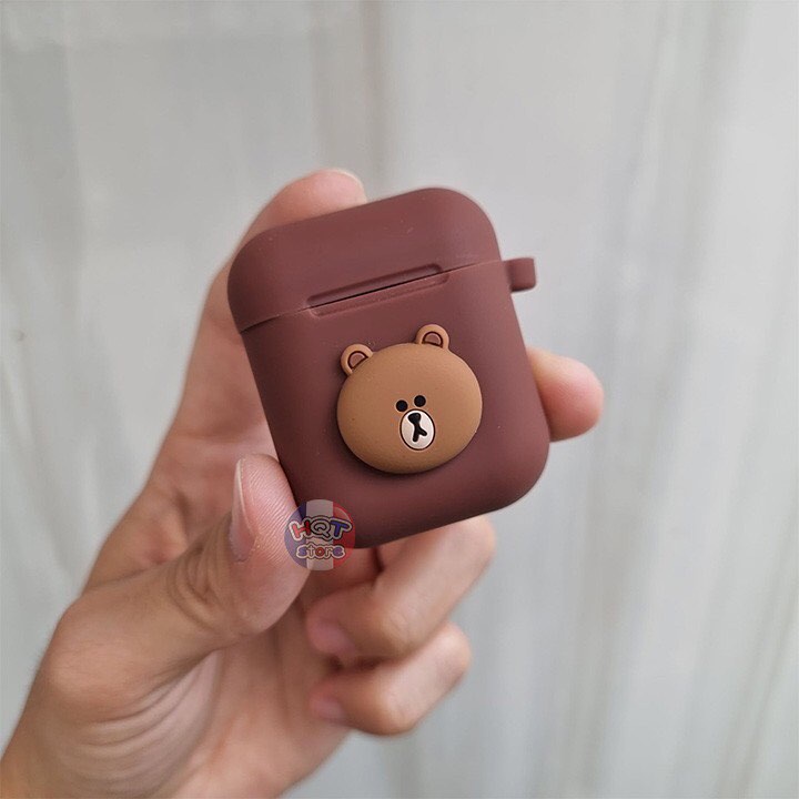 Ốp silicon case Gấu Brown dễ thương cho tai nghe Air. Pro / 2 / 1