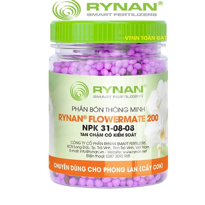 Phân Tan Chậm Thông Minh RYNAN 200 (150g), Phân NPK 31-8-8+TE dùng cho hoa lan, cây kiểng