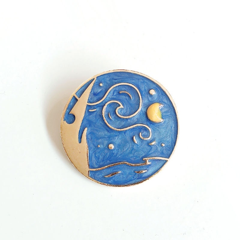 Ghim cài áo họa tiết tranh sơn dầu phong cách cổ điển độc đáo