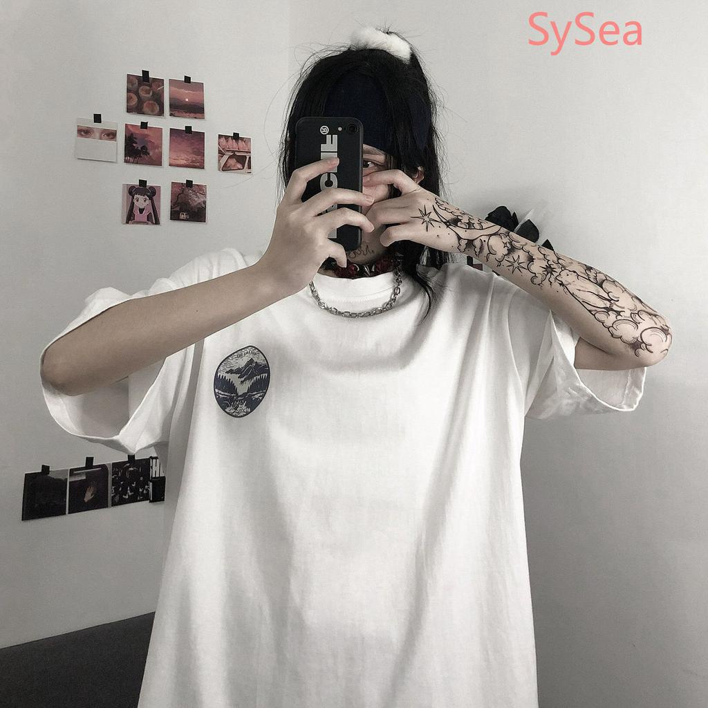 Áo thun tay lỡ dáng rộng in họa tiết thời trang hè cho nữ