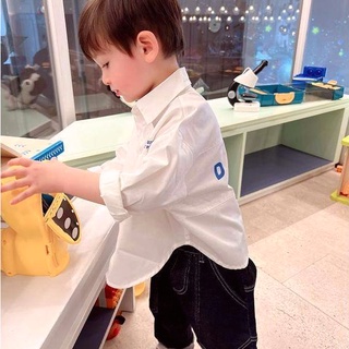 Áo Sơ Mi Cotton Tay Dài Màu Trắng Phong Cách Thời Trang Mới Dành Cho Bé Trai áo mỏng Quần áo chống nắng trẻ em