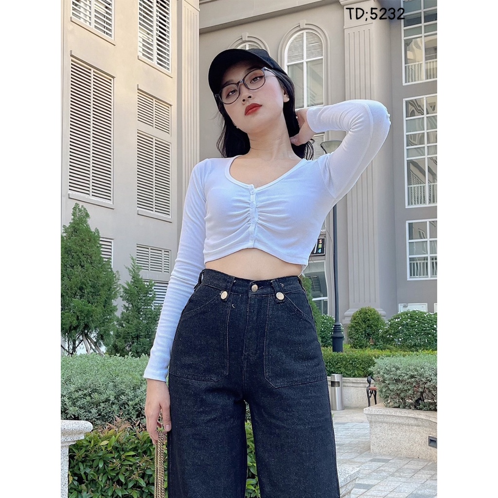 Quần jean ống rộng nữ quần baggy lưng cao hàn quốc tôn dáng Tulibs BG5232