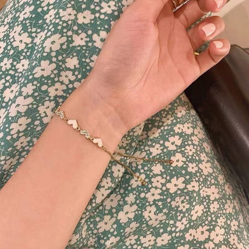 Vòng tay nữ dây rút trái tim phong cách Hàn quốc cho nữ, lắc tay rút trái tim