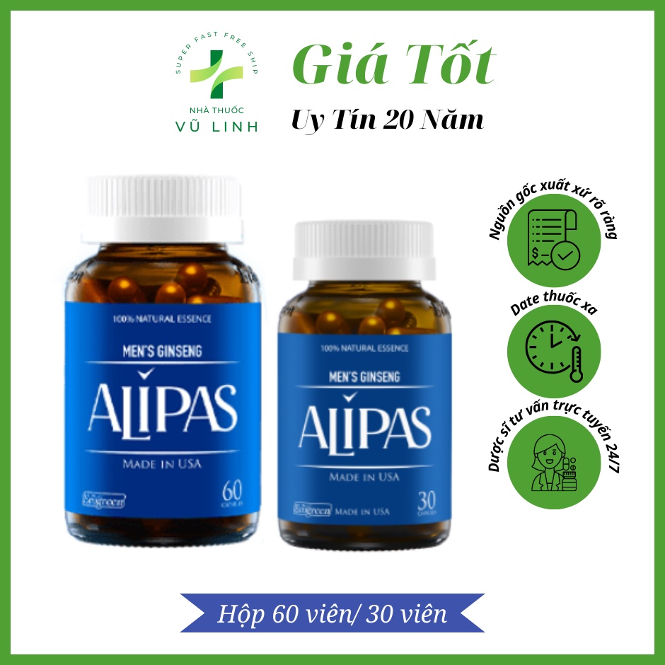 Viên uống ALIPAS tăng cường sinh lý nam Chai 60 viên/ 30 viên