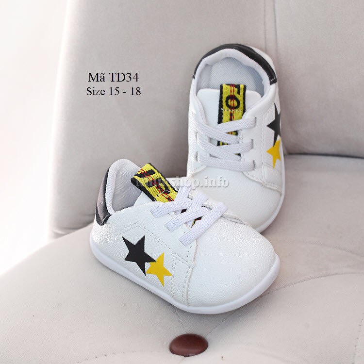 Giày em bé 3 - 12 tháng da mềm họa tiết sao kiểu dáng thể thao phong cách đi nhà ra ngoài siêu chất TD34