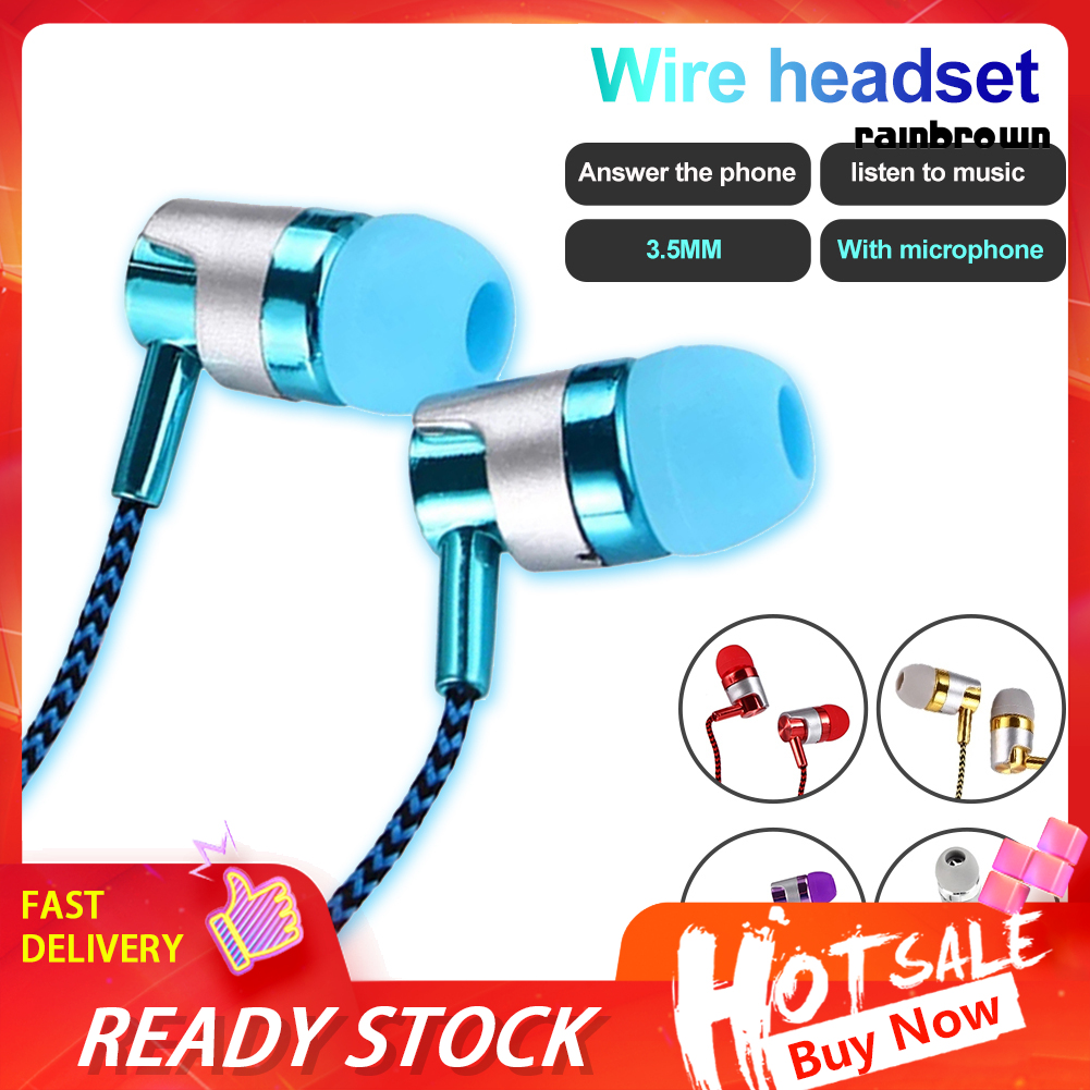 /REJ/ 3.5mm Wired In-ear Stereo Music Earphone Earpiece Hands-free Mic for Smart Phone