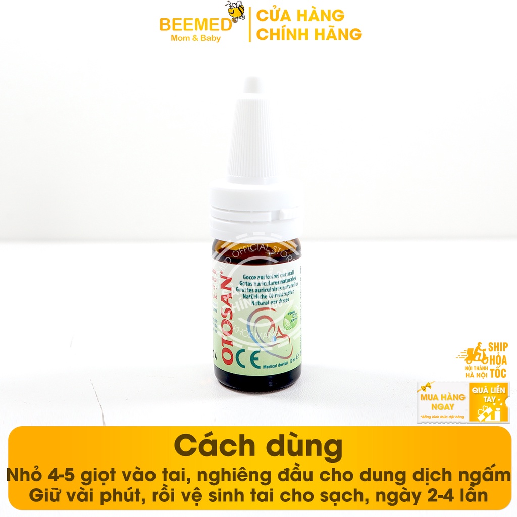 Nhỏ tai OTOSAN giúp vệ sinh tai, chống ẩm, giảm đau từ tinh dầu tràm, dùng được cho trẻ từ 1 tuổi - chai 10ml