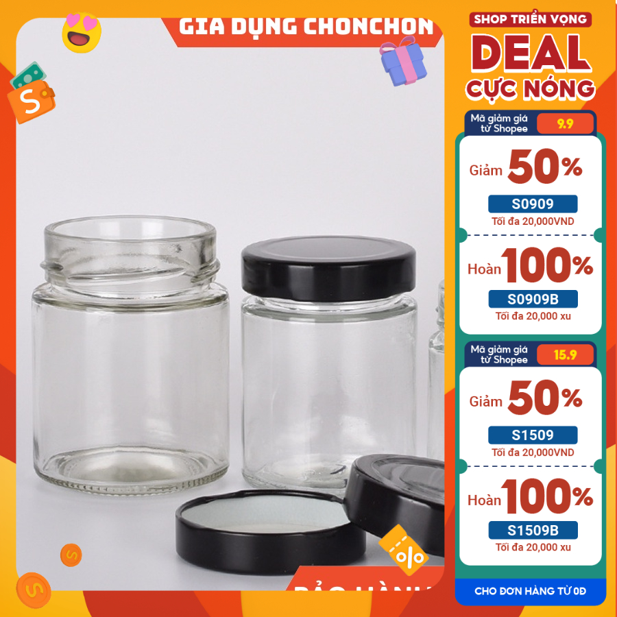 Hũ thủy tinh tròn nắp thiếc nắp chống tràn không bị chảy nước