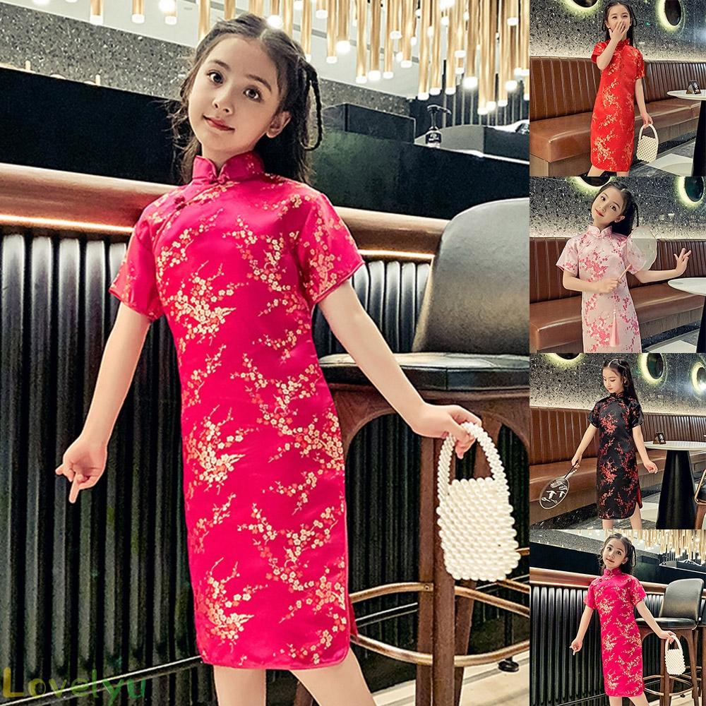 Sườn xám Qipao 100% cotton thời trang Trung Hoa chất lượng cao cho bé gái