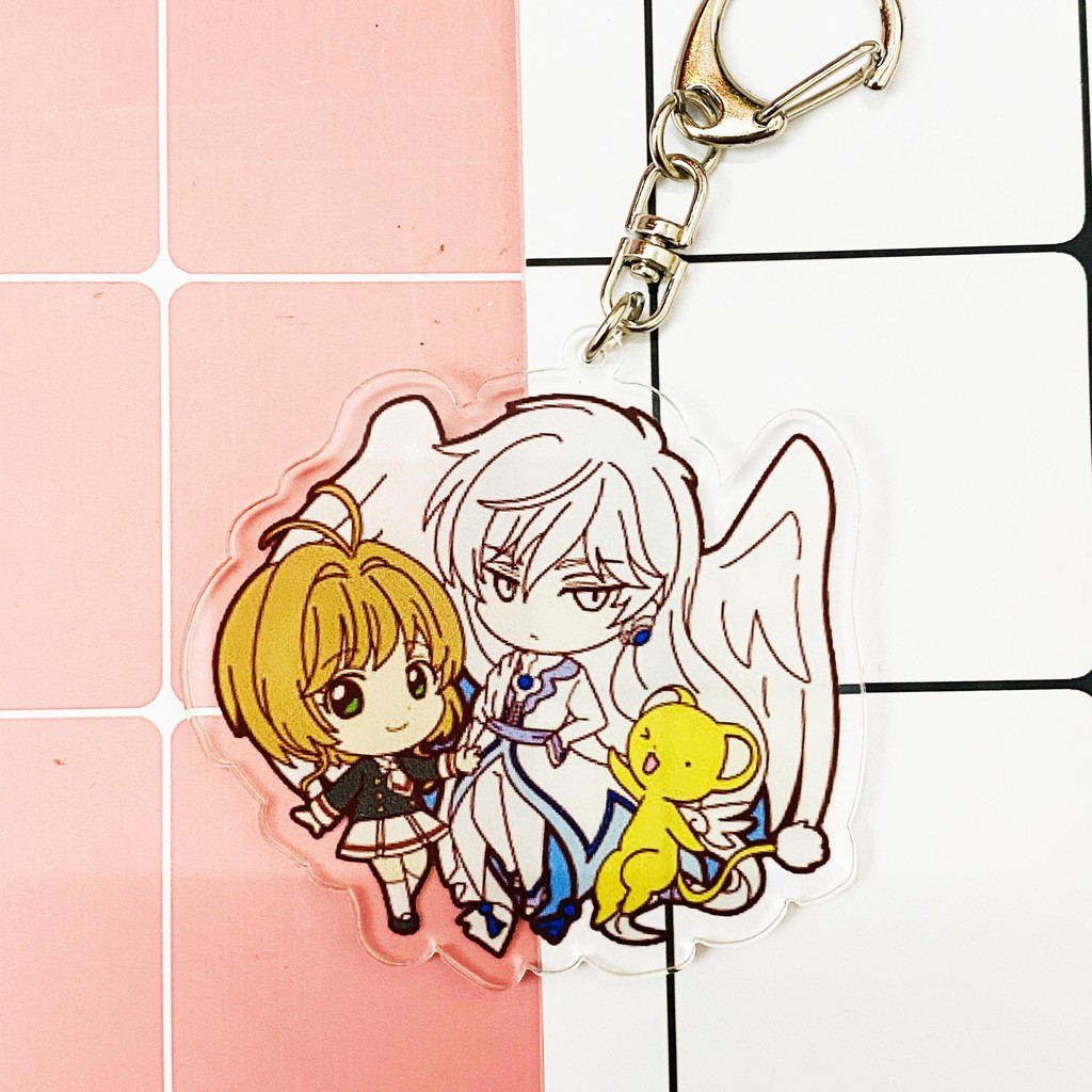 ( Mica trong acrylic ) Móc khóa Sakura Cardcaptor Thủ lĩnh thẻ bài ver couple quà tặng dễ thương in hình anime chibi