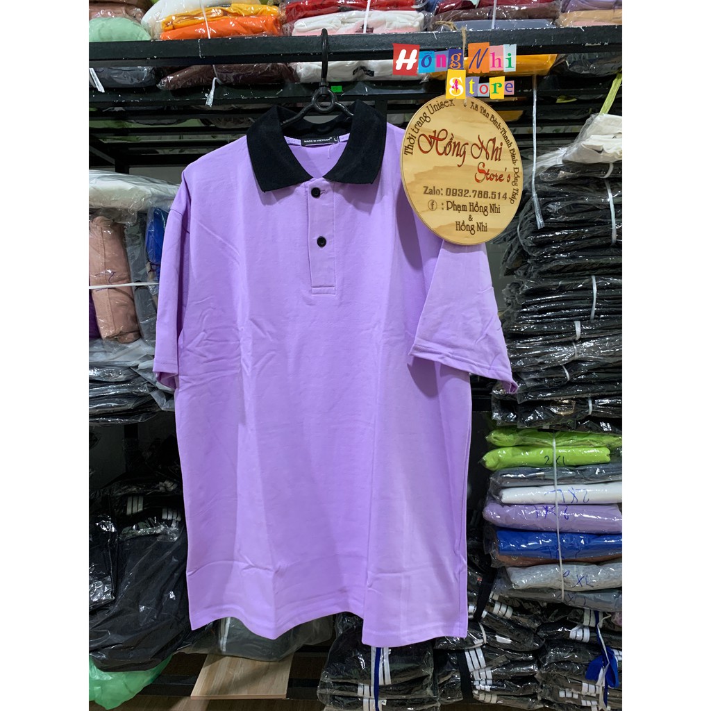 ÁO THUN POLO PHỐI CỔ TAY LỠ MÀU TÍM - ÁO POLO MIX UNISEX PURPLE - MM