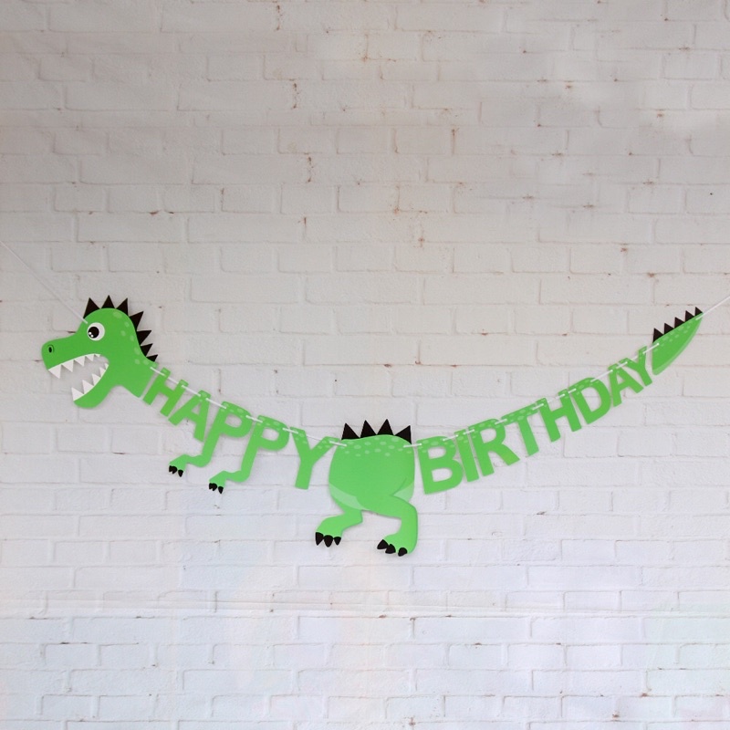 Dây chữ Happy Birthday hình khủng long trang trí sinh nhật cho bé