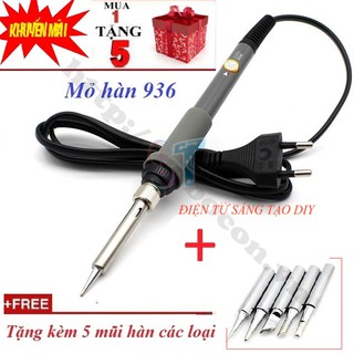 MỎ HÀN ĐIỀU CHỈNH NHIỆT ĐỘ 936-60W (TẶNG KÈM 5 MŨI)