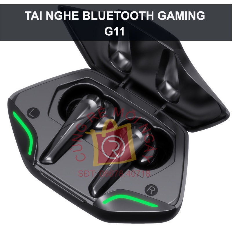 Tai nghe gaming bluetooth 5.0 không dây G11 âm trầm kèm chế độ kép nhạc game