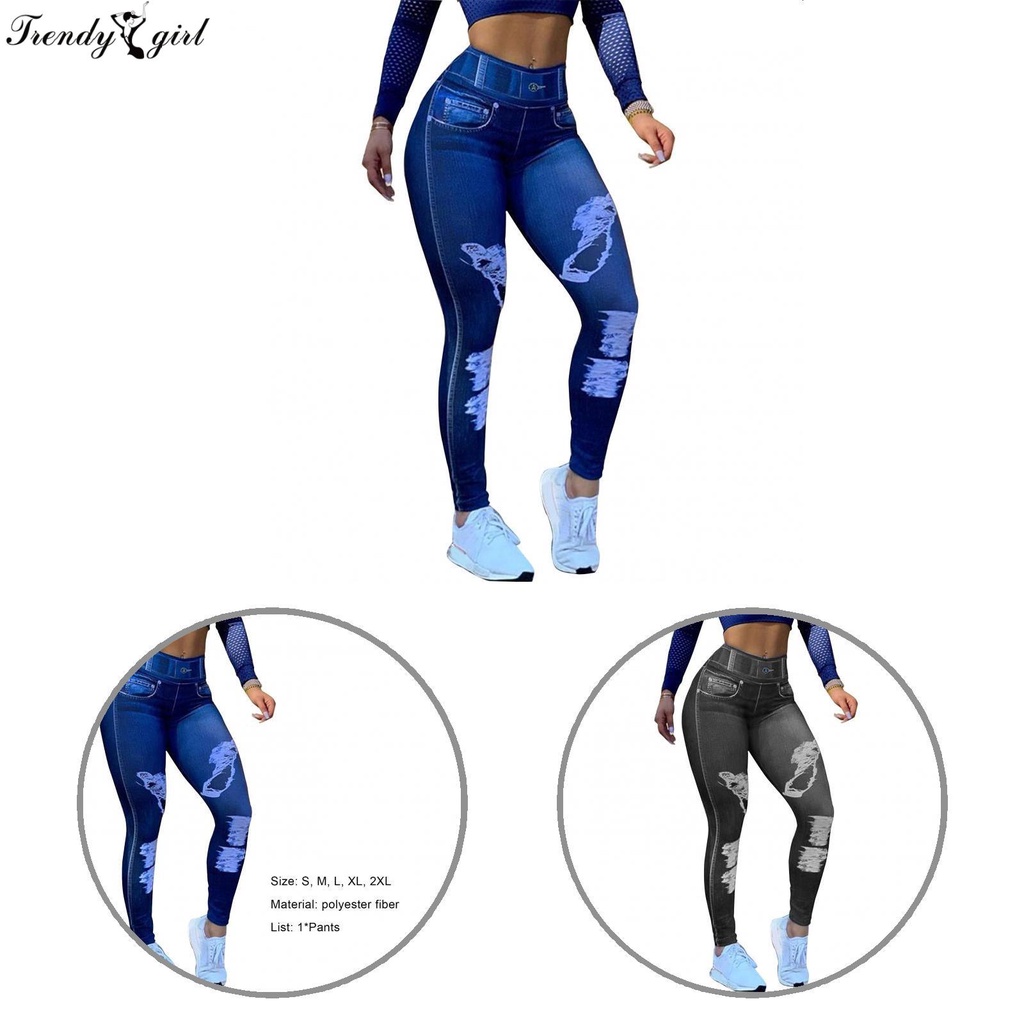 Quần legging giả jeans màu sắc thời trang cho nữ