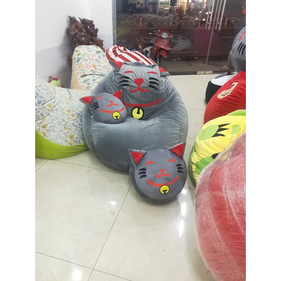 Ghế Lười Hạt Xốp Mèo Thần Tài vừa trang trí nhà vừa thư giãn