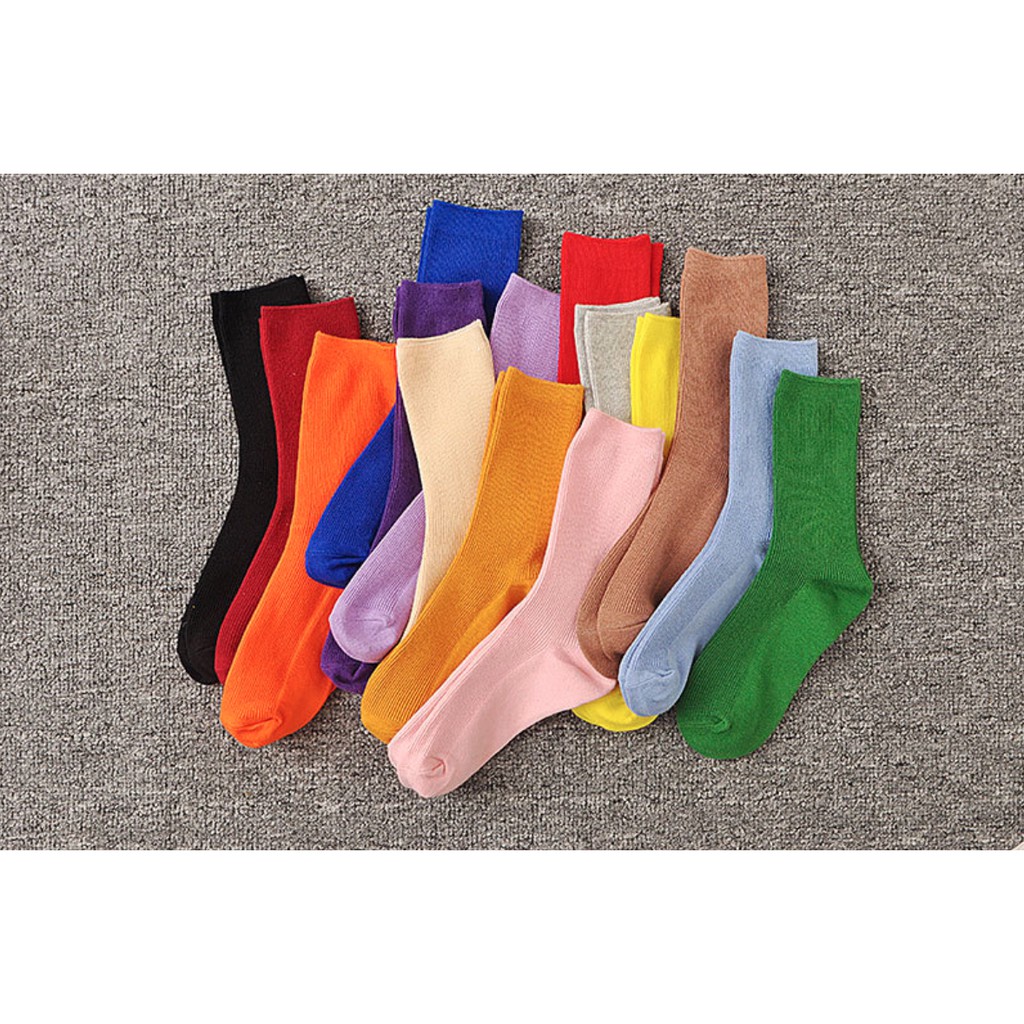 Vớ dài/ tất dài gân sọc nhỏ Mua Tất trơn màu (muatatshop)