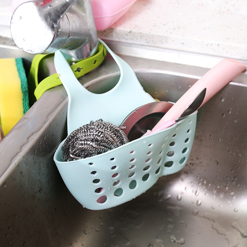 1 Giỏ Đựng Miếng Rửa Chén/ Đồ Dùng Gắn Vòi Nước Tiện Dụng Cho Nhà Bếp