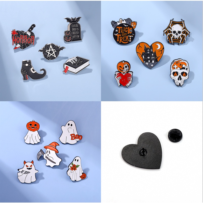 Ghim cài áo QIHE JEWELRY hình đầu lâu phong cách gothic sành điệu