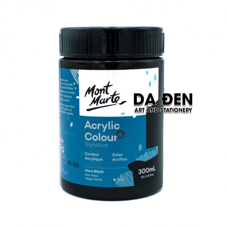 [DA ĐEN] Màu Mont Marte Signature Acrylic Colour 300ml (10.1-oz) - Mars Black