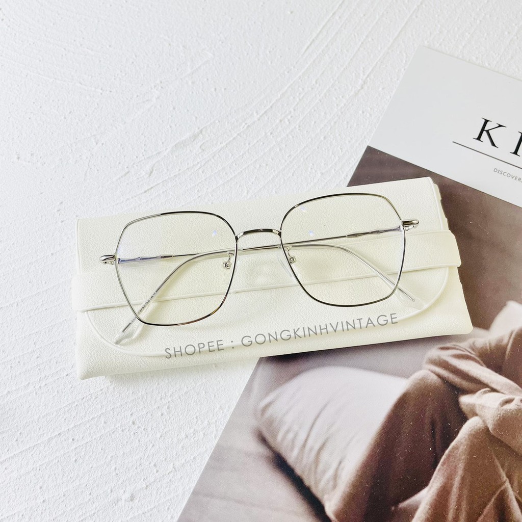 Gọng kính cận nữ , kiểu dáng vuông size to kim loại mảnh Fiveminutes 8899