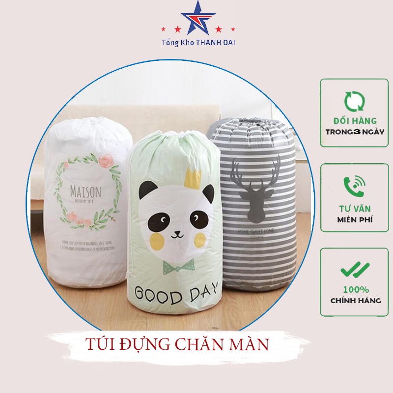 Túi vải đựng chăn màn quần áo vải dù chống thấm cỡ lớn - túi đựng đồ dây rút tiện dụng