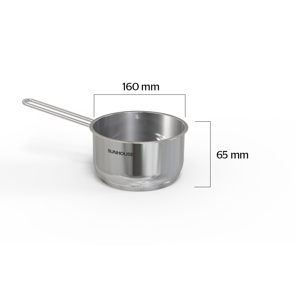 Nồi quấy bột inox 5 đáy Sunhouse 16cm nắp kính hoặc nắp inox - dùng trên mọi loại bếp