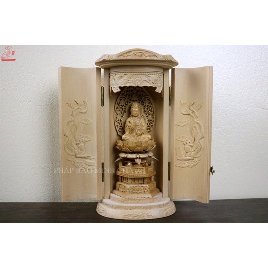 [PHÁP BẢO MINH CHÂU] TƯỢNG HỘP GỖ 20CM (QUAN ÂM - DI ĐÀ - THẾ CHÍ)